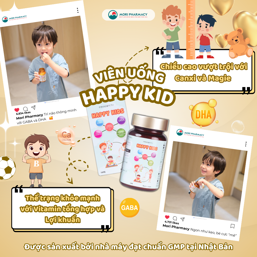 Viên nhai tăng chiều cao của Nhật Happy Kids – Bổ sung dưỡng chất cho trẻ phát triển toàn diện